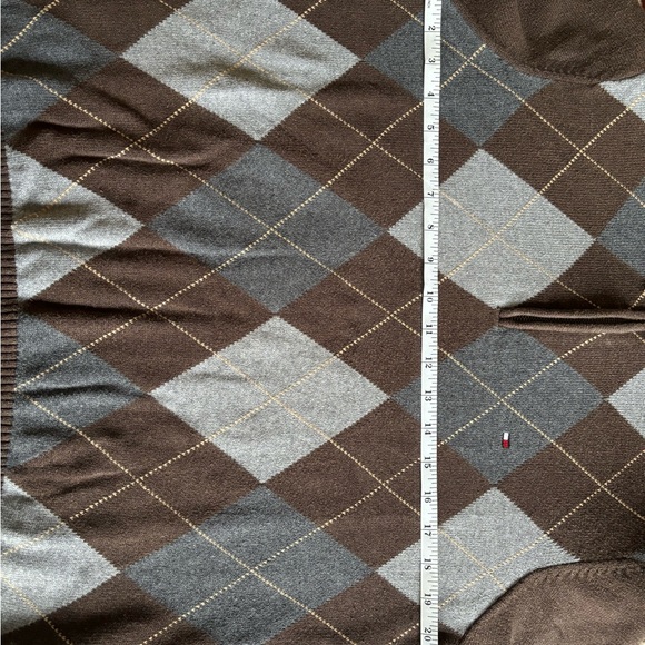 Tommy Hilfiger Plaid Sweater |Size Small| Dark Brown Light & Dark Gray w/zipper - Picture 8 of 11